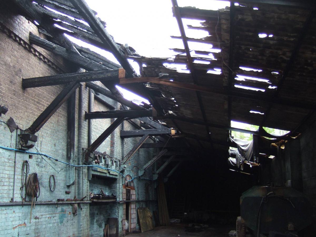 Fire damage in the warehouse