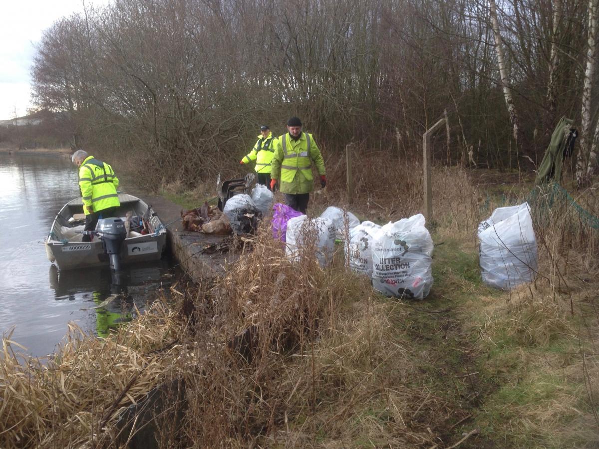 Volunteers collecting rubbish near Burslem Junction during the Clean for the Queen event