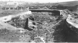 NB Elizabeth lies in the bed of the breached canal